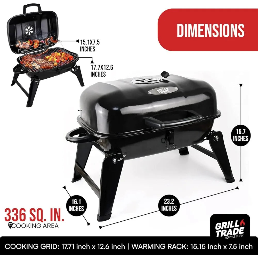Compact Foldable Charcoal Grill for Camping Outdoor Picnic Tailgate Backyard Cooking