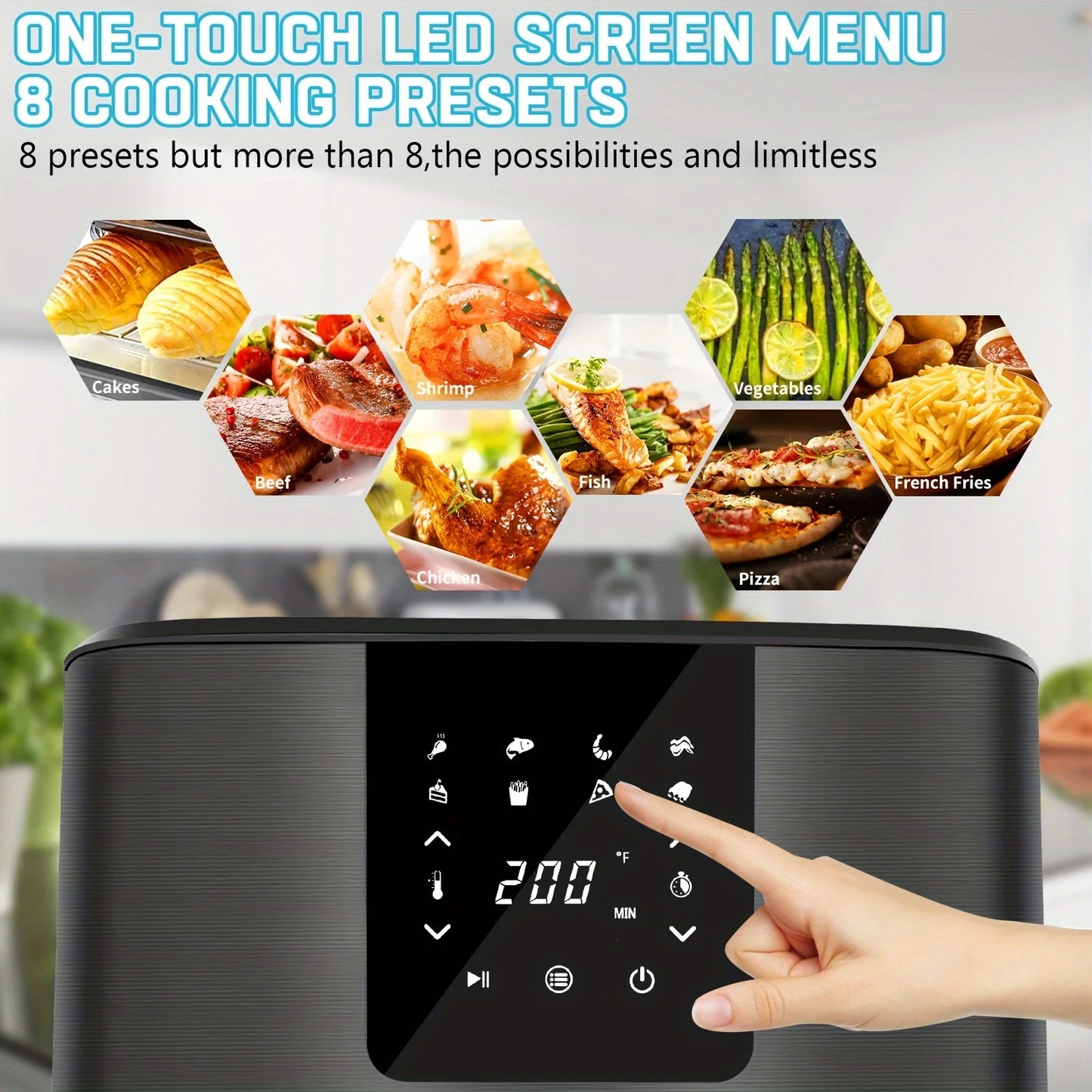 KitCook Air Fryer 1500W 8 Presets Digital Touch Screen