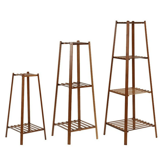 Tiered Bamboo Plant Pot Holder Tall Plant Display Shelf Flower Stand Indoor