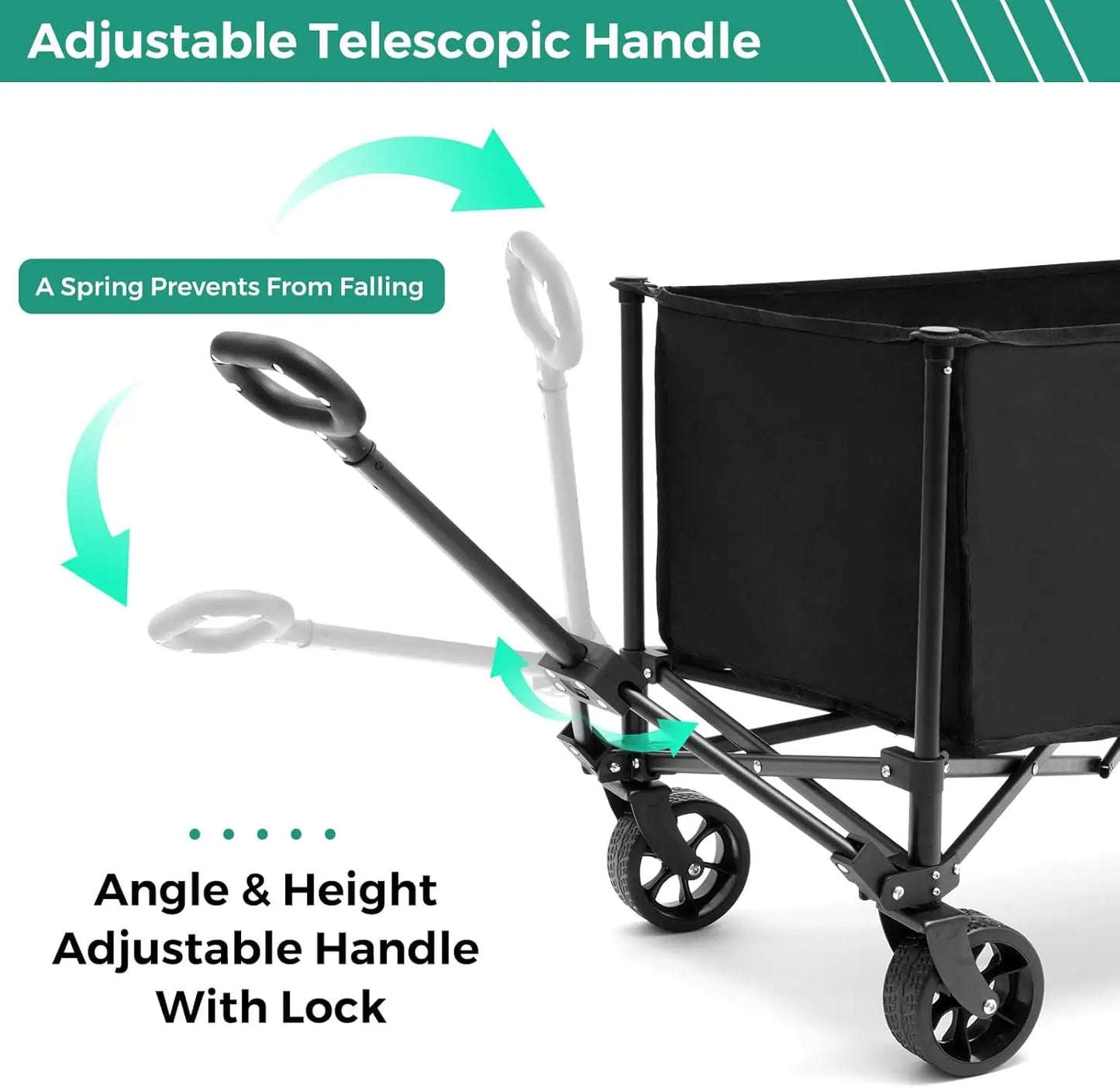 Collapsible Wagon Cart with Wheels Foldable - 176lbs Standard Borderless Version Wagon Carts for
