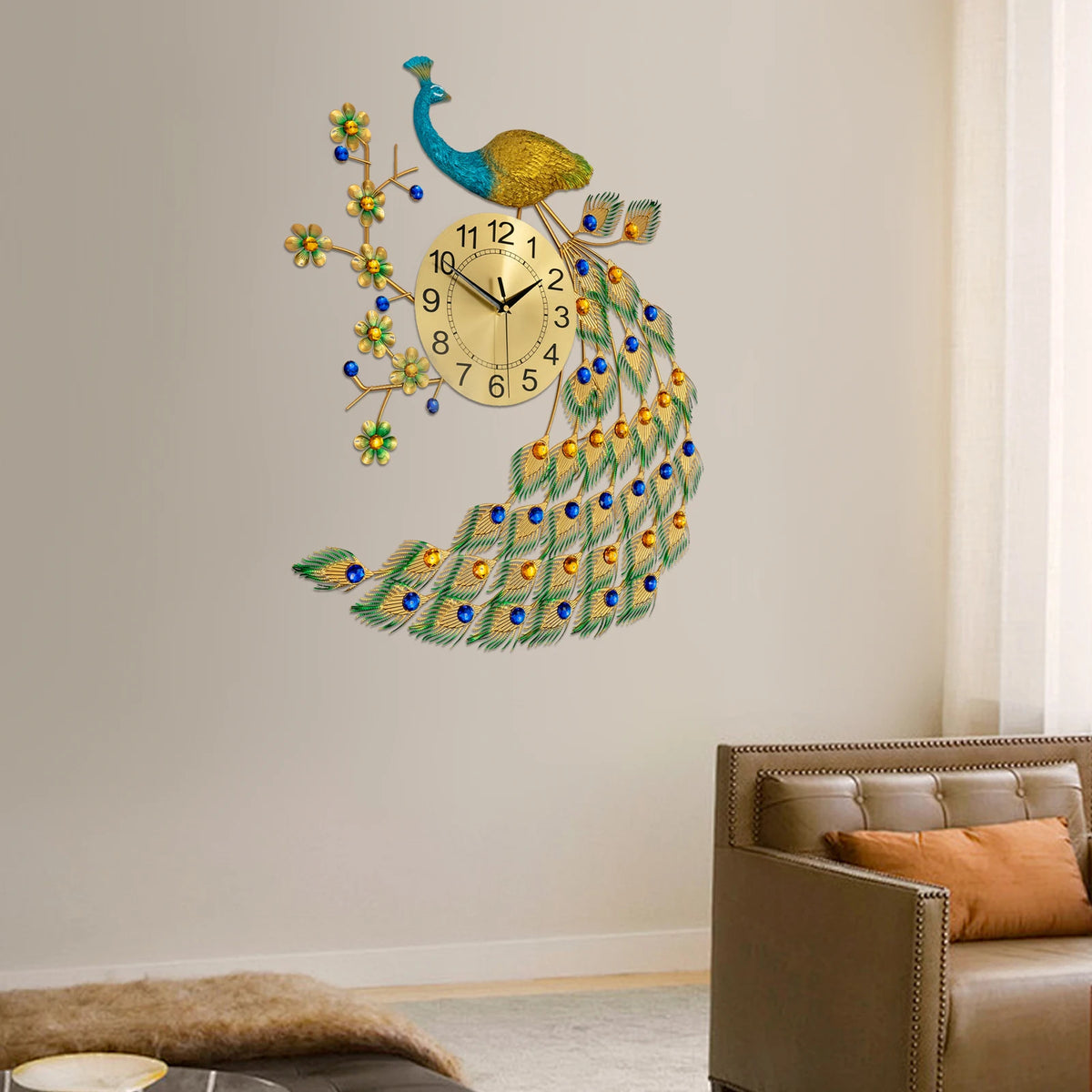 Peacock Wall Clock Wall Decor Digital Clock Modern Art Living rooms Decoration Exquisite Gift