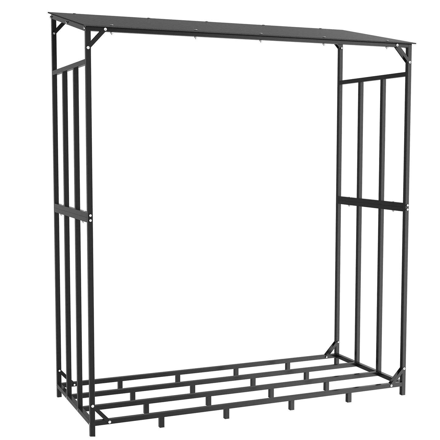 Outdoor Firewood Rack With Waterproof Cover Heavy Duty Iron Stand