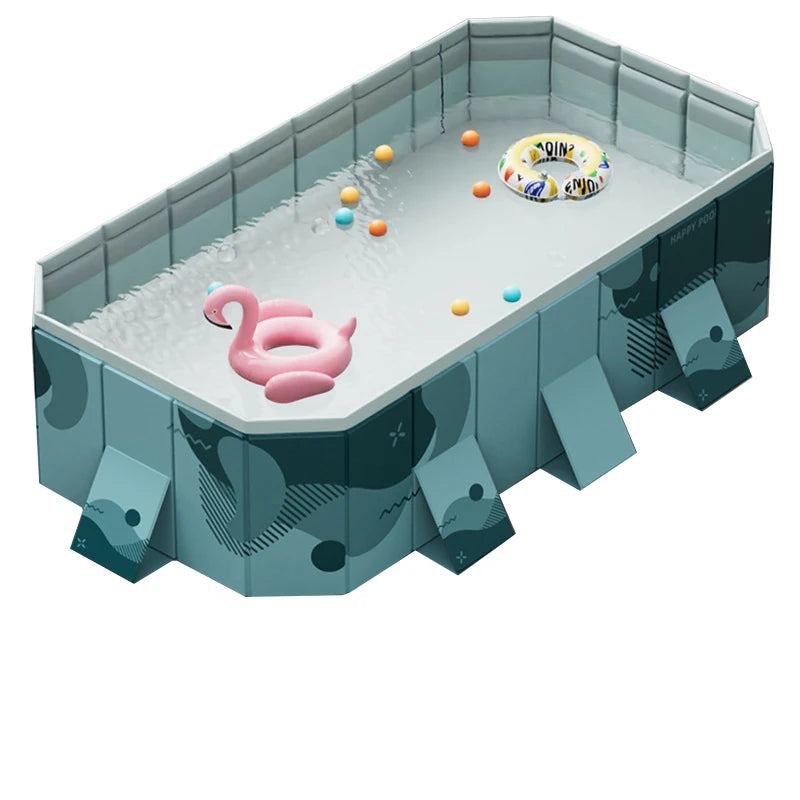 Foldable No Inflatable Family Swimming Pool 2.1/2.6/3M Multi-Layer Wear Resistant PVC Pool Dual Quick Drain Portable Outdoor Backyard Adult Kids Pet Bathtub Pool