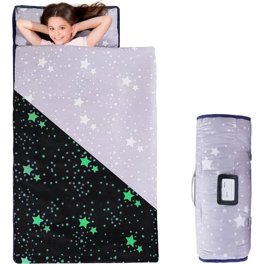 Toddler Nap Mat with Pillow and Blanket Lightweight Soft Preschool Daycare Travel Sleeping Bag