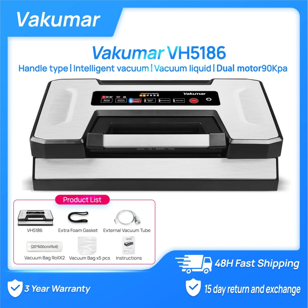 Vakumar VH5186 Vacuum Sealer For Food Packaging Includes 2 Rolls