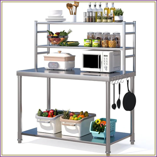Stainless Steel Prep Table 48x24 with 2-Tier Shelf 1460lbs Workbench for Kitchen