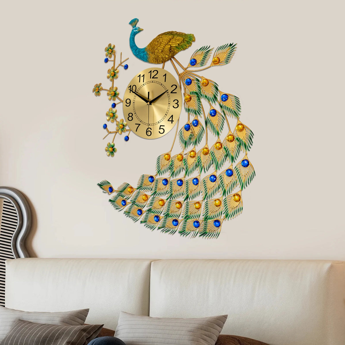 Peacock Wall Clock Wall Decor Digital Clock Modern Art Living rooms Decoration Exquisite Gift