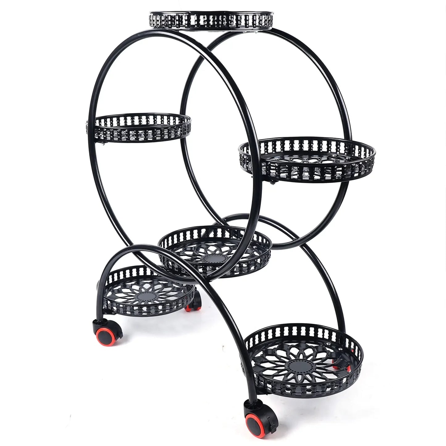 Metal Plant Stands 6 Pots Plants Flower Stand for Patio Garden Living Room Corner Balcony Bedroom Black / White