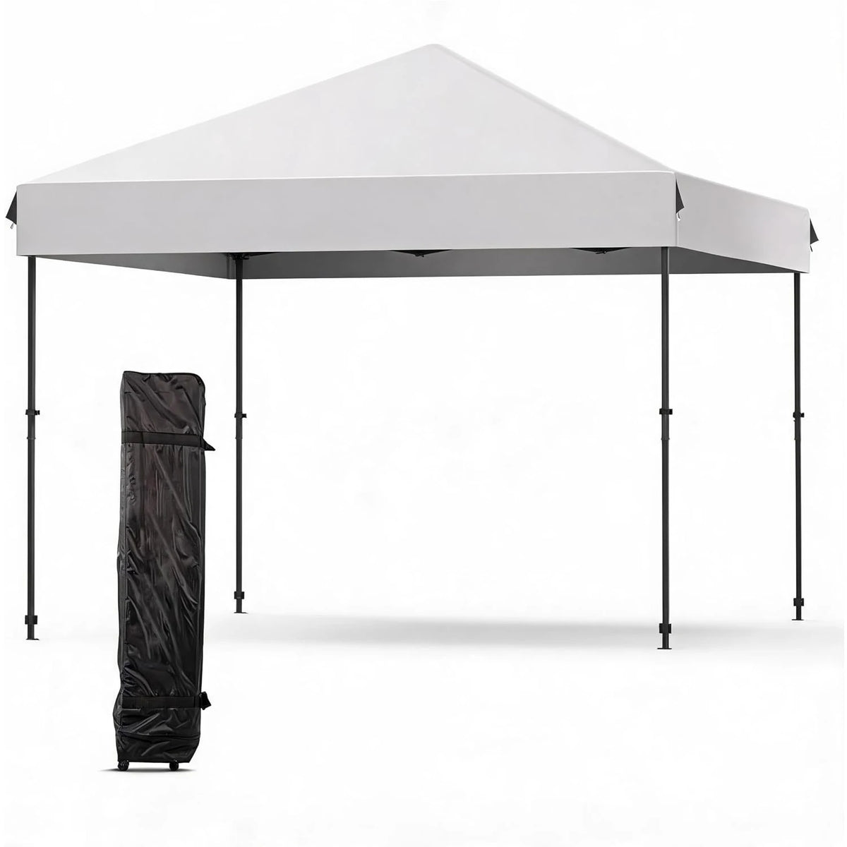 10x10 FT Pop Up Canopy Tent, Black Heavy Duty Waterproof Gazebo Shelter with Wheeled Carry Bag Portable Instant Sun Shade for Outdoor Parties, Events & Camping,Patio, Garden, Beach