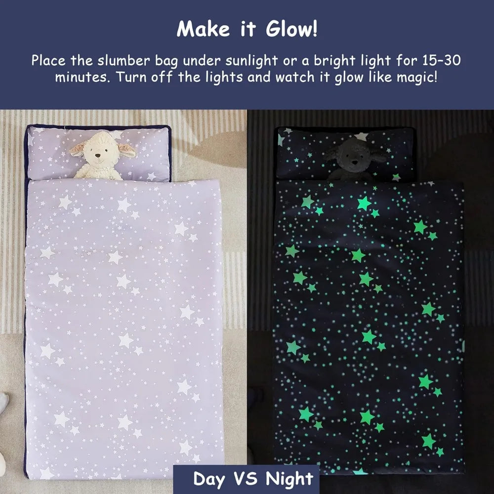 Toddler Nap Mat with Pillow and Blanket Lightweight Soft Preschool Daycare Travel Sleeping Bag