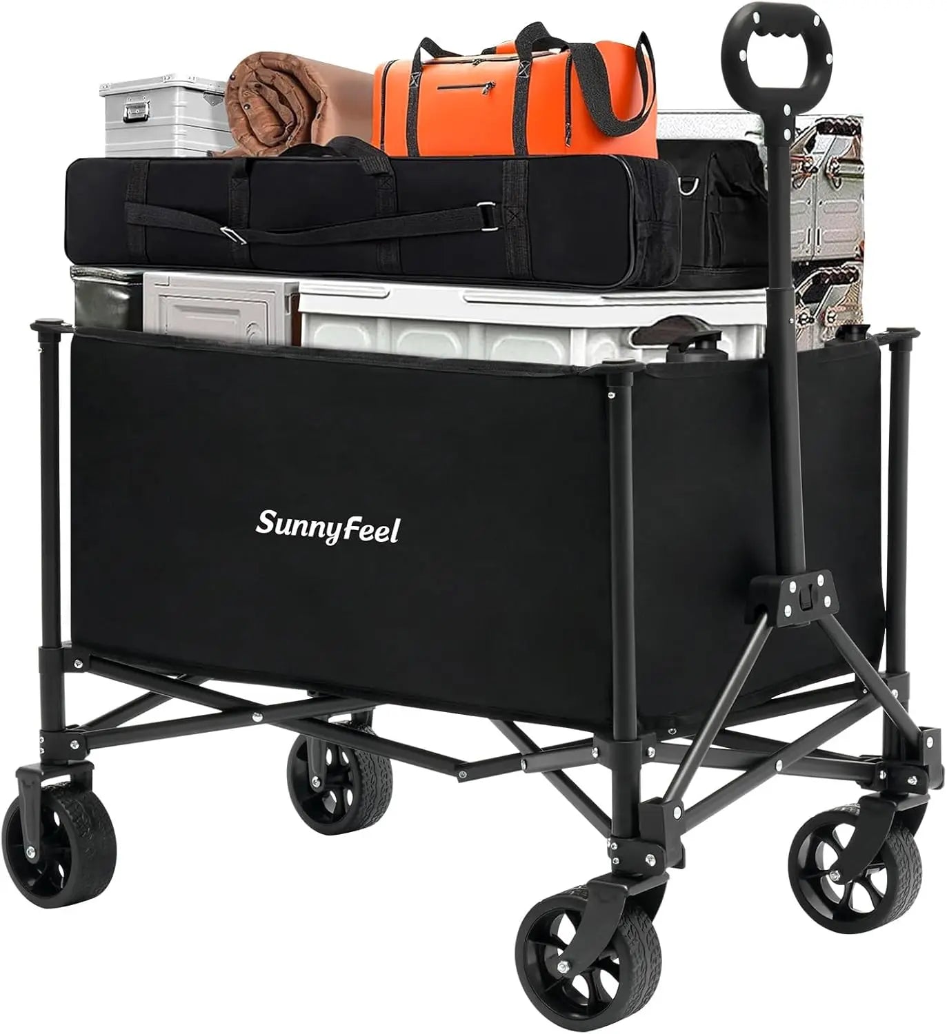 Collapsible Wagon Cart with Wheels Foldable - 176lbs Standard Borderless Version Wagon Carts for