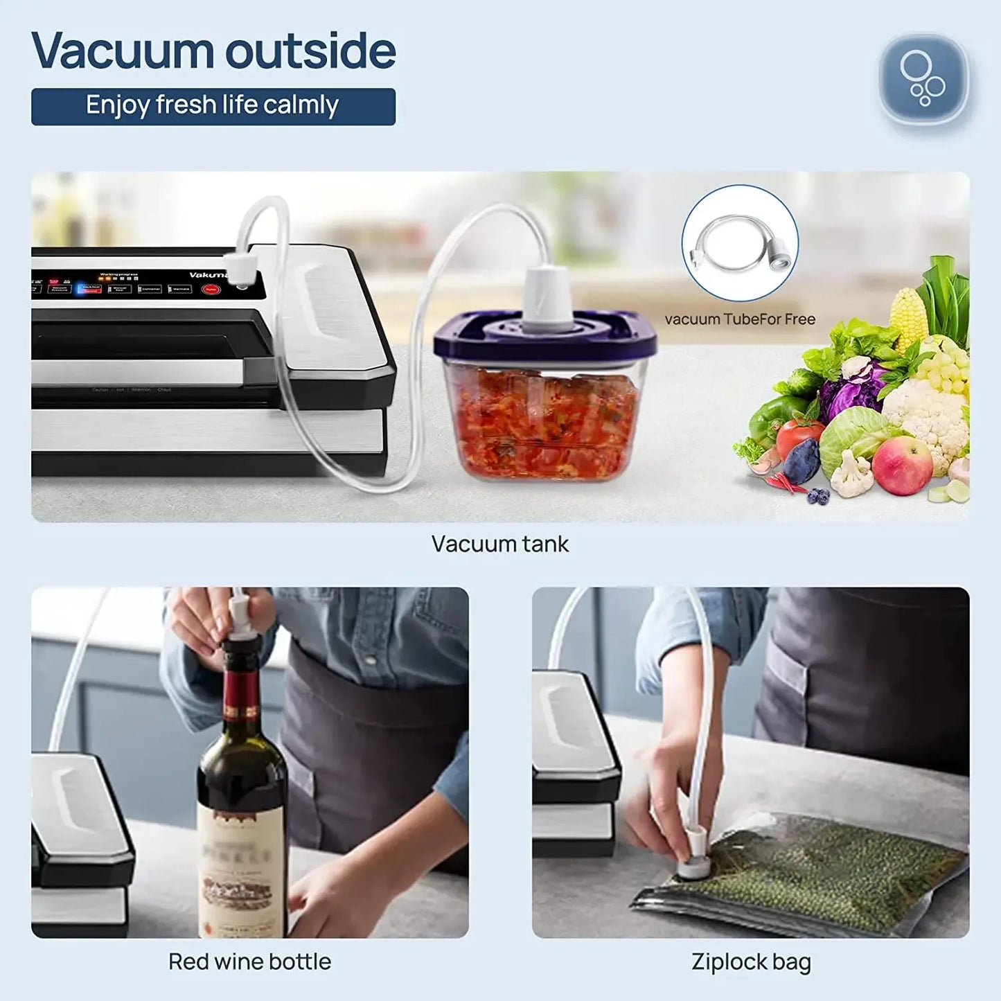 Vakumar VH5186 Vacuum Sealer For Food Packaging Includes 2 Rolls