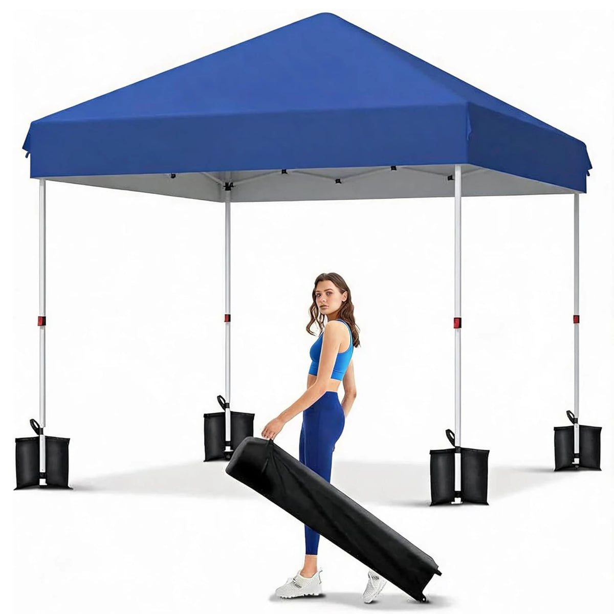 10x10 FT Pop Up Canopy Tent, Black Heavy Duty Waterproof Gazebo Shelter with Wheeled Carry Bag Portable Instant Sun Shade for Outdoor Parties, Events & Camping,Patio, Garden, Beach