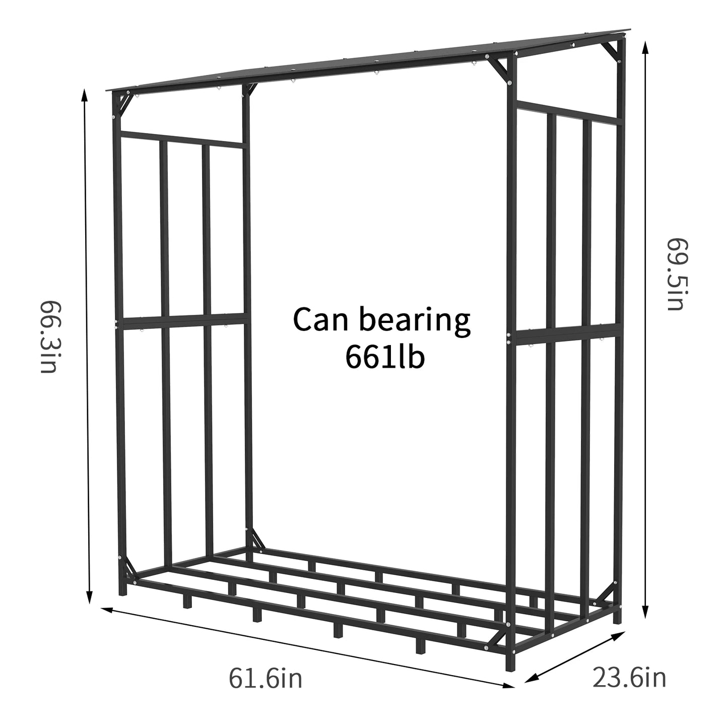 Outdoor Firewood Rack With Waterproof Cover Heavy Duty Iron Stand
