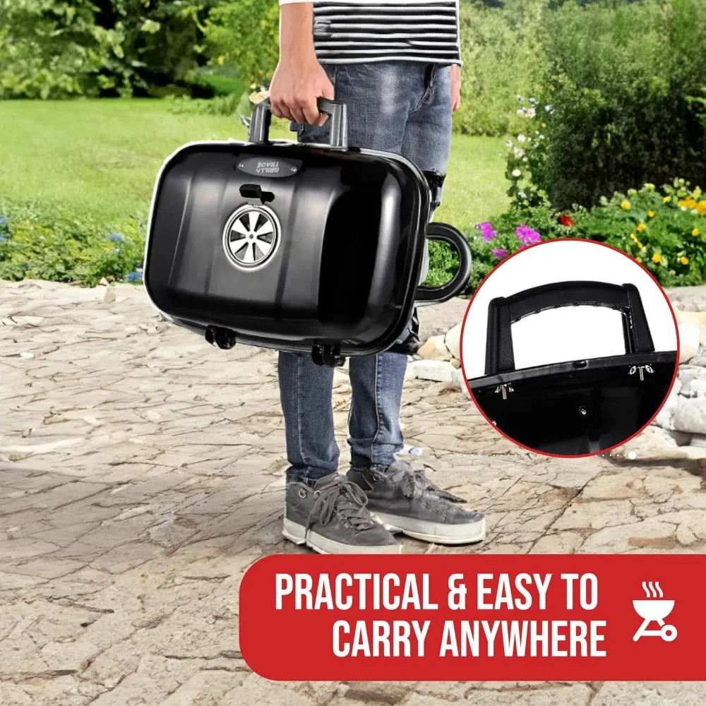 Compact Foldable Charcoal Grill for Camping Outdoor Picnic Tailgate Backyard Cooking