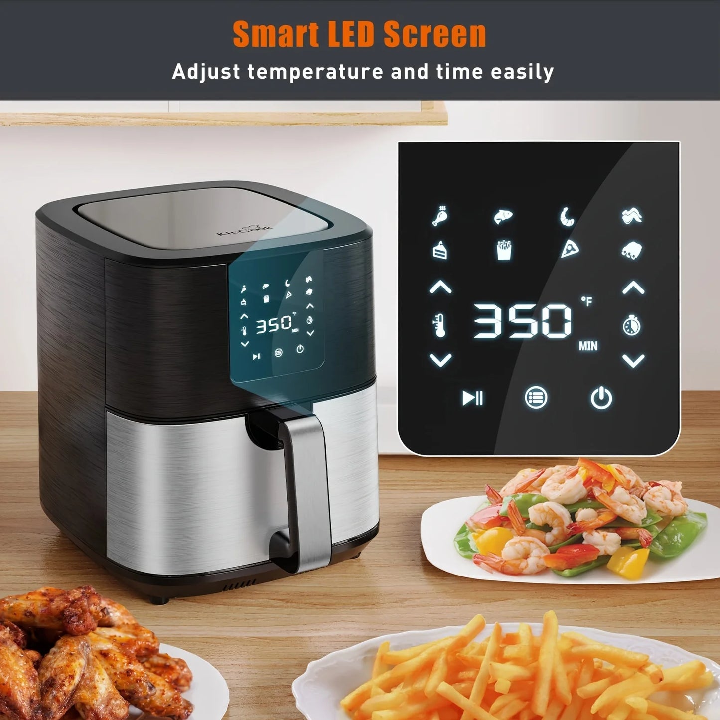 KitCook Air Fryer 1500W 8 Presets Digital Touch Screen