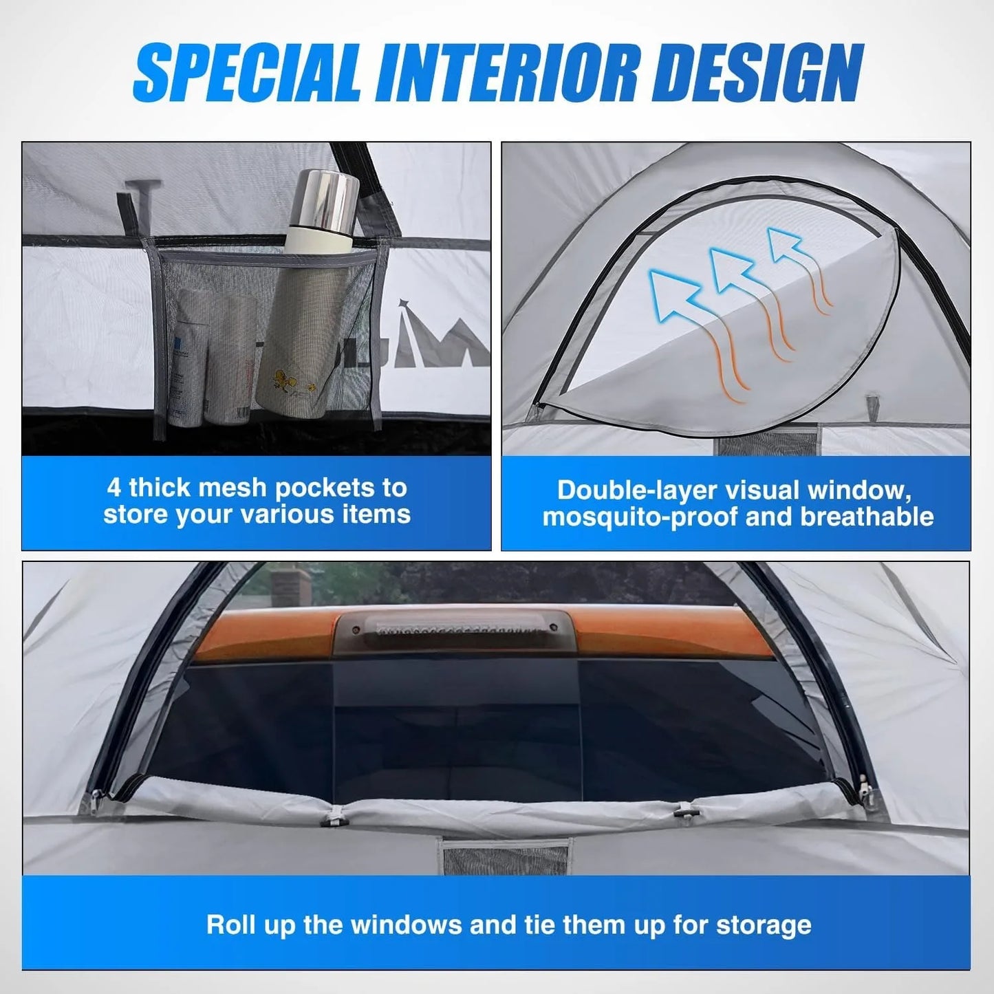 Nilight Truck Bed Tent, Pickup Tent 2 Person Waterproof PU2000mm Double Layer for Full Size Truck Camping Outdoor Travel, 8-8.5FT / 5.2-5.8 FT / 6.4-6.7 FT, Portable Pickup Camping Tent for Outdoor Road Trip Adventure