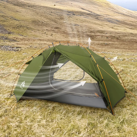 Night Cat Backpacking Tent 2 Person Lightweight Camping Tent with Foldable Pole, Lightweight Fast Setup Double Layers Waterproof Ultralight Tent Compact 7x4.4ft - Two Doors