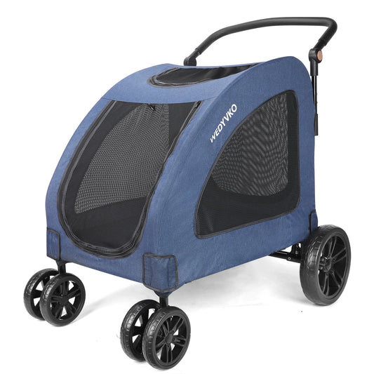 Heavy Duty Dog Stroller for Large Dogs up to 120 lbs, Foldable Pet Wagon with 360° Wheels, All-Round Ventilation, Front & Rear Z
