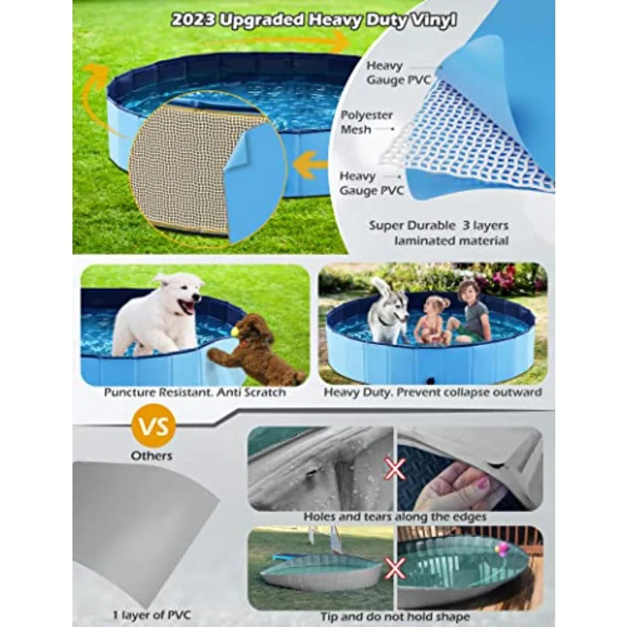 Foldable Dog Pet Bath Pool Collapsible Dog Pet Pool Bathing Tub Kiddie Pool Doggie Wading Pool for Puppy Small Medium Large Dog