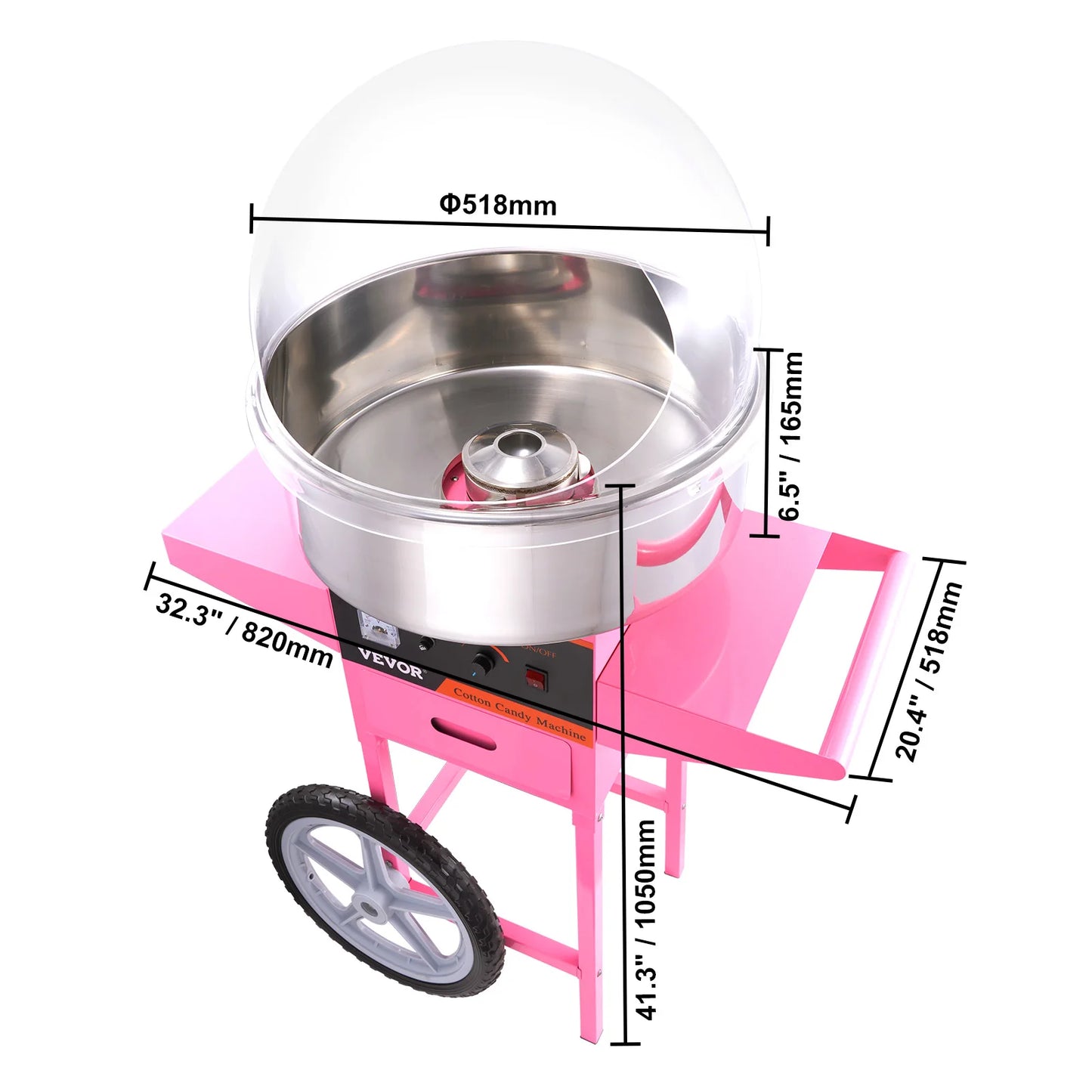 SucceBuy Electric Cotton Candy Machine Commercial Floss Maker Stainless Steel Bowl Sugar Scoop and Drawer for Birthday Party