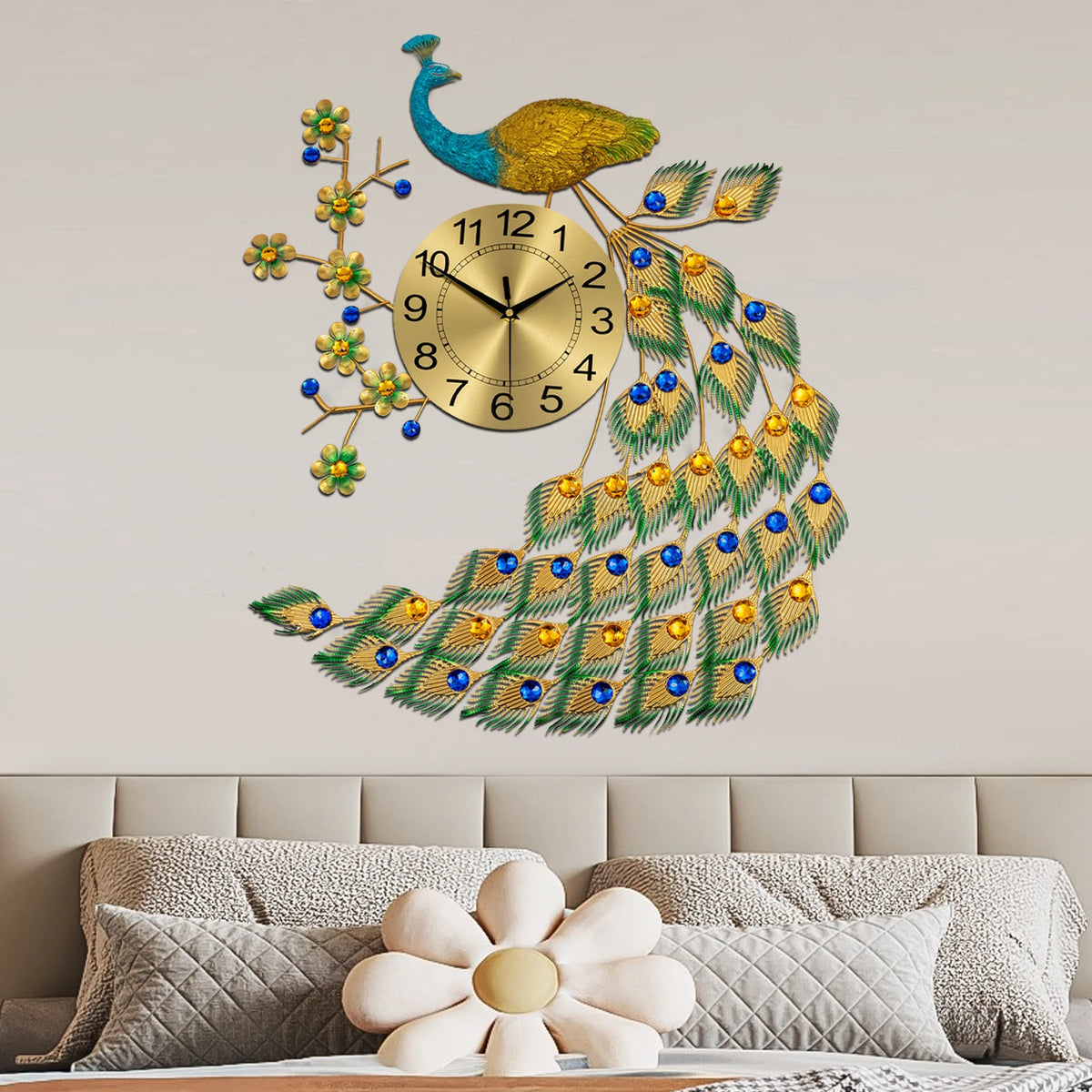 Peacock Wall Clock Wall Decor Digital Clock Modern Art Living rooms Decoration Exquisite Gift