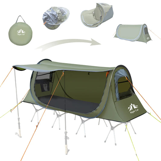 Night Cat Pop-up Camping Tent: 1 Person Tent Waterproof Instant Easy Setup Tunnel Tent Fits for Camping Cot (Excluded)