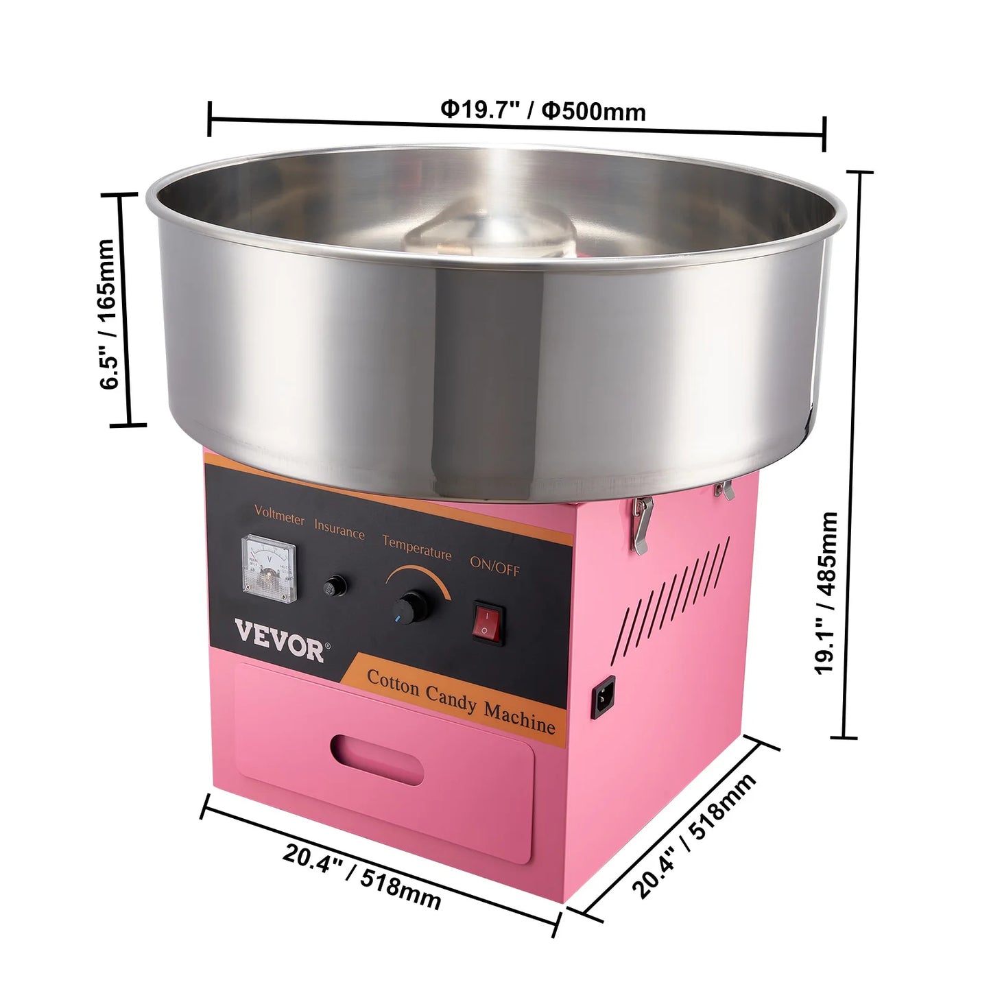 SucceBuy Electric Cotton Candy Machine Commercial Floss Maker Stainless Steel Bowl Sugar Scoop and Drawer for Birthday Party