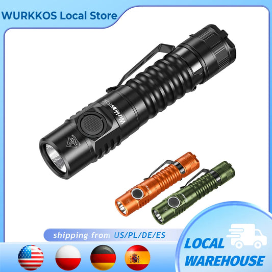 Wurkkos FC11C 519A USB-C Rechargeable EDC 18650 Flashlight Max Output 1200 LM IP68 Waterproof Magnetic Tail Hiking Travel Torch