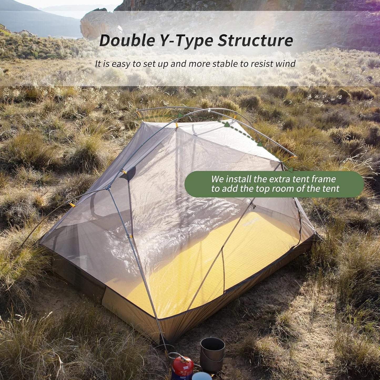 Naturehike Mongar 2 Person Tent 20D Nylon 210T Waterproof Ultralight Camping Hiking Tent with Mat Backpacking Travel Tent