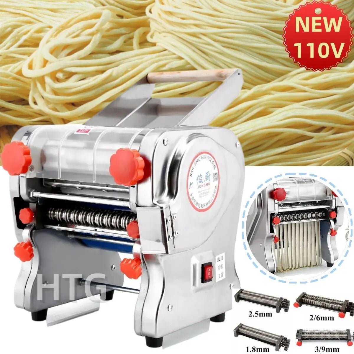 Hign-Concerned 550W Electric Pasta Maker Noodle Machine Full Stainless Steel