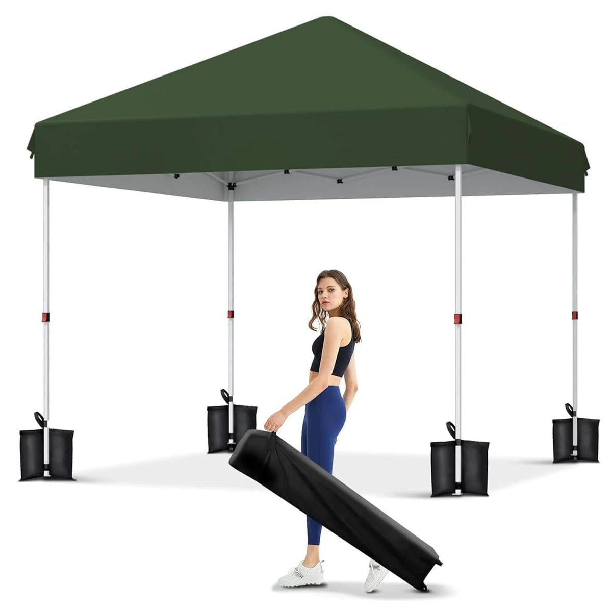 10x10 FT Pop Up Canopy Tent, Black Heavy Duty Waterproof Gazebo Shelter with Wheeled Carry Bag Portable Instant Sun Shade for Outdoor Parties, Events & Camping,Patio, Garden, Beach